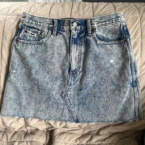 Distressed jean skirt